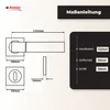 A diagram showing the dimensions of a door handle set, along with a list of measurements. Produktbild-Vorschau