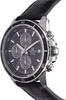 A close-up side view of a Casio Edifice chronograph watch with a black leather strap. Produktbild-Vorschau