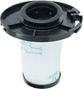 A vacuum cleaner filter with a black plastic top and a white filter element with blue markings. Produktbild-Vorschau