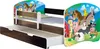 A children's bed with a farm animal theme, featuring a pull-out drawer. Produktbild-Vorschau
