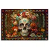 Leinwandbild Bunter Totenkopf mit Blumen 120x80 Feeby Bunt Produktbild-Vorschau 3