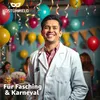 A man in a doctor's coat smiling at a party with balloons and streamers. Produktbild-Vorschau