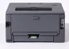 The back view of a gray laser printer is shown against a white background. Produktbild-Vorschau