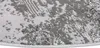 A close-up view of a round rug with a distressed pattern in shades of gray and white. Anteprima dell’immagine prodotto