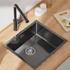 CECIPA Schwarz Küchenspüle 50*44CM handgefertigte Spüle Produktbild-Vorschau 1