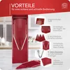 A red vegetable slicer with various attachments and feature callouts. Anteprima dell’immagine prodotto