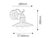 A technical drawing of an outdoor wall lamp with dimensions indicated. Anteprima dell’immagine prodotto