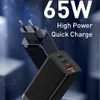65W GaN Schnellladegerät USB-C + USB-A Netzteil Fast Produktbild-Vorschau 1