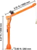 An orange crane with dimensions indicated by text overlays. Anteprima dell’immagine prodotto