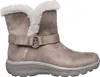 A single taupe boot with white faux fur trim is shown against a white background. Voir les images du produit