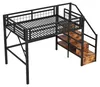 Hochbett 140 x 200 cm mit LED-Lichtleiste, Stauraumtreppe Produktbild-Vorschau 10