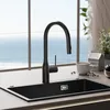 Küchenarmatur Edelstahl 304 Schwarz gebürstet Hochbogen mit Produktbild-Vorschau 1