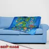A Minecraft-themed blanket is draped over a light blue sofa. Anteprima dell’immagine prodotto