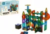 A product image showing a box of magnetic building tiles and a constructed marble run. Náhľad obrázku produktu