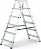 A silver aluminum stepladder with black accents against a white background. Anteprima dell’immagine prodotto