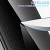 A close-up abstract view of a carbon fiber textured surface with a white object with blue trim overlapping it, suggesting a protective screen or layer. Produktbild-Vorschau