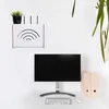 A white wall-mounted router storage box with a plant and router antennas on top, and a computer monitor and keyboard below. Anteprima dell’immagine prodotto