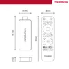 Diagrams showing the dimensions of a streaming stick and its remote control. Produktbild-Vorschau