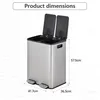 Vidacharmy 2×20L Edelstahl-Mülleimer mit Pedal und Produktbild-Vorschau 2