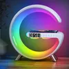 A modern, multi-functional desk lamp with integrated wireless charging and Bluetooth audio. Produktbild-Vorschau