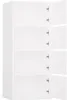 A white cabinet with four open doors is shown from a slightly angled front perspective, revealing empty shelves inside. Náhľad obrázku produktu