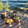 1 Set stapelbares Camping-Kochgeschirr-Set aus Edelstahl Produktbild-Vorschau 3
