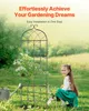 A young girl is gardening next to a metal trellis with a plant. Produktbild-Vorschau