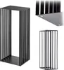 A collage of three images showing a black metal firewood rack from different angles. Náhled obrázku produktu