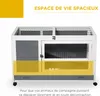 PawHut Cage à lapin clapier sur roulettes clapier en bois Voir les images du produit 3