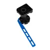 A black adjustable furniture foot with a blue adjustment tool against a white background. Podgląd zdjęcia produktu