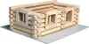 A wooden log cabin model kit on a gray surface. Anteprima dell’immagine prodotto