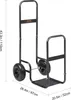 A black metal log cart with two wheels and dimensions indicated by white lines and text. Podgląd zdjęcia produktu