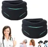 A collage of a neck brace, a doctor giving a thumbs up, and illustrations of people with neck pain. Produktbild-Vorschau