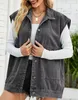 ASKSA Gilet en jean sans manches pour femmes Veste en jean Voir les images du produit 2