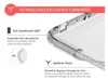 Close-up of a transparent phone case highlighting its protective features with text descriptions and diagrams. Produktbild-Vorschau
