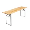 A long, wooden folding beer table with black metal legs, shown against a white background. Anteprima dell’immagine prodotto