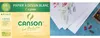 A split image showing the packaging of drawing paper on the left and a close-up of drawing paper with pastels on the right. Voir les images du produit