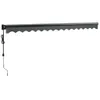 A retractable awning mounted on a wall, shown in its retracted state. Produktbild-Vorschau