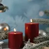 LED Stumpenkerze MIA - Echtwachs - realistische 3D Flamme - H: 15cm - D: 10cm - bordeauxrot Produktbild-Vorschau