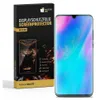 A product box for screen protectors and a smartphone with a colorful screen. Produktbild-Vorschau