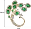 Brosche für Damen, Pfauenform, Kunst-Smaragd-Strass, Retro, Produktbild-Vorschau 5