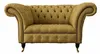 Chesterfield Sessel Design Polster Sofa Couch Braun Textil Produktbild-Vorschau 1