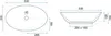 Technical drawing of a washbasin with dimensions. Náhled obrázku produktu