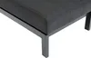 A close-up view of the corner of a dark gray upholstered bench with a black metal frame. Produktbild-Vorschau