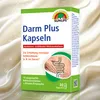 A product shot of a box of SUNLIFE® Darm Plus Kapseln, with a background of flowing cream-colored fabric. Produktbild-Vorschau