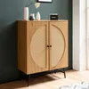 Kredens 80x103x39 cm wysoka komoda dekor dębowy ze splotem Podgląd zdjęcia produktu 1