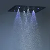 A modern shower head with integrated LED lights is shown spraying water. Produktbild-Vorschau