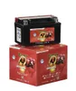 A motorcycle battery and its packaging are shown against a white background. Produktbild-Vorschau