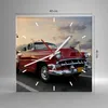 Wanduhr - Quadrat - Glasuhr - Auto Kuba Himmel - 40x40cm - Produktbild-Vorschau 3