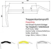 Technical drawing and descriptive text for a stair nosing profile. Anteprima dell’immagine prodotto